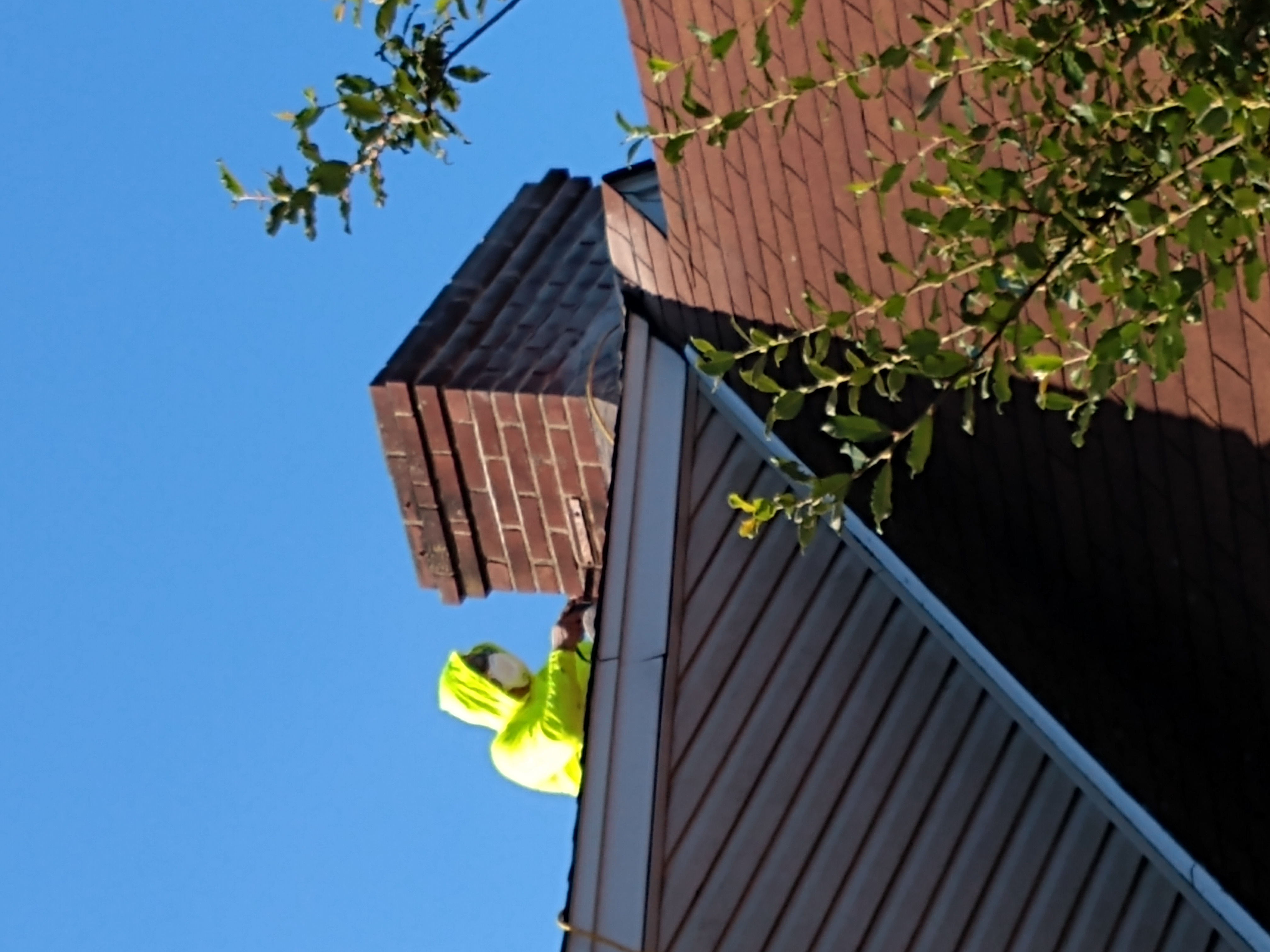 Close-up chimney repointing Montauk NY